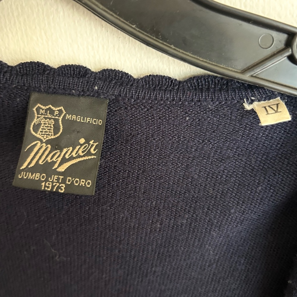 VINTAGE 70S MAPIER Italian Wool Knit Cardigan Old Money Luxury Academia Sz M - Picture 2 of 14